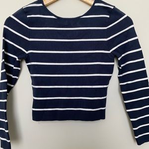 Zara navy/white striped crop top